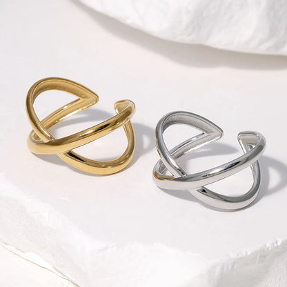 Simple Style Solid Color Stainless Steel Plating Gold Plated Open Rings