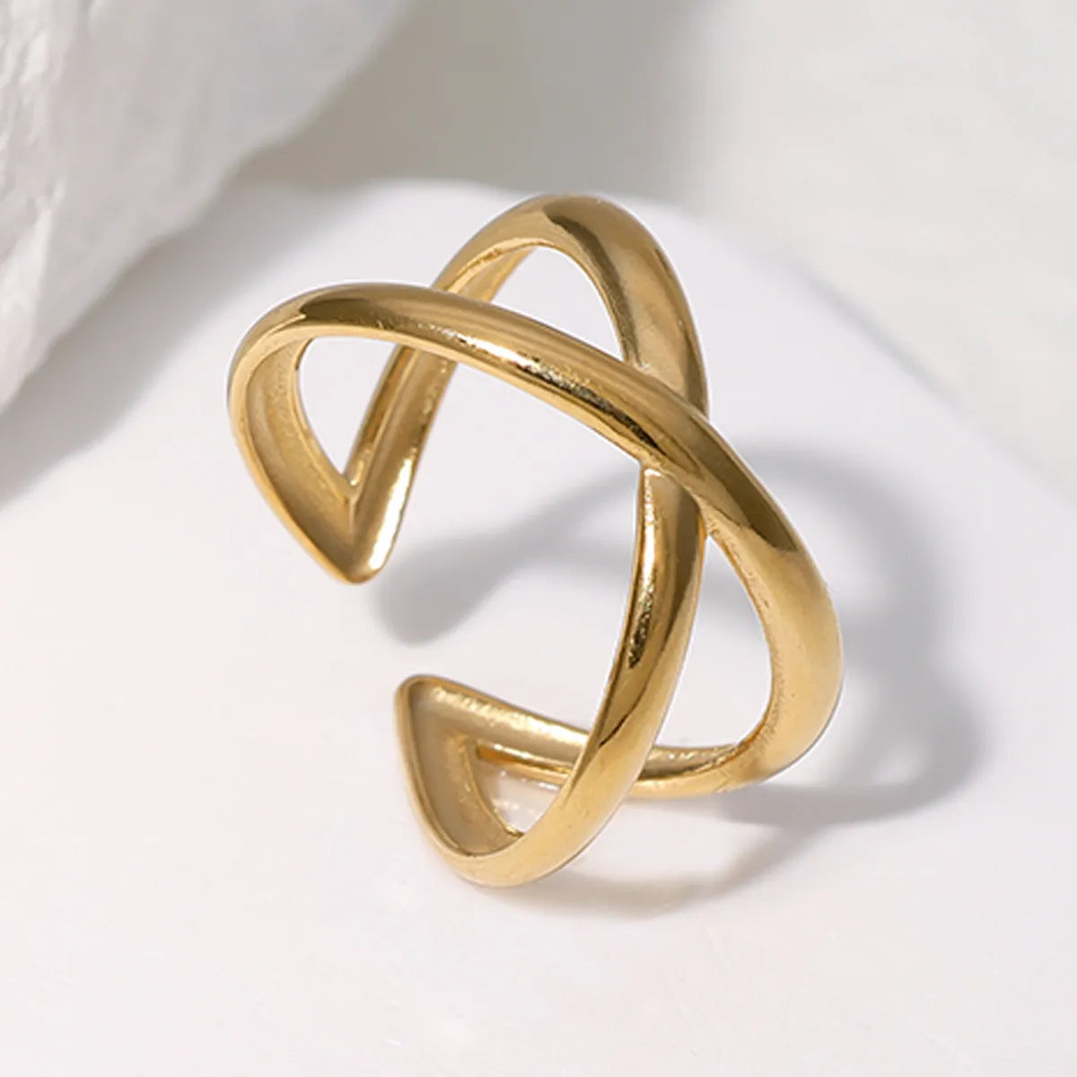 Simple Style Solid Color Stainless Steel Plating Gold Plated Open Rings