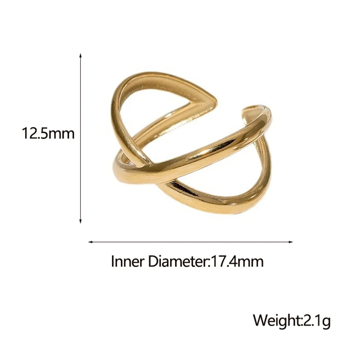 Simple Style Solid Color Stainless Steel Plating Gold Plated Open Rings