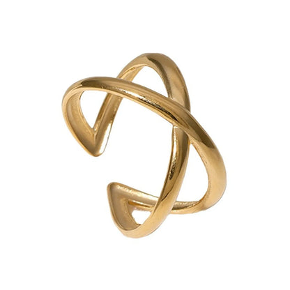 Simple Style Solid Color Stainless Steel Plating Gold Plated Open Rings