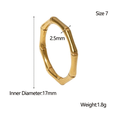 Simple Style Solid Color Stainless Steel Plating Gold Plated Rings