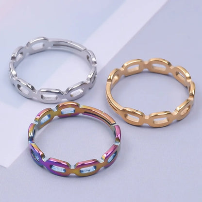 Wholesale Jewelry Simple Style Solid Color 304 Stainless Steel 18K Gold Plated Plating Rings