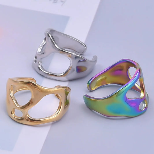 Simple Style Solid Color Stainless Steel Plating Gold Plated Rings