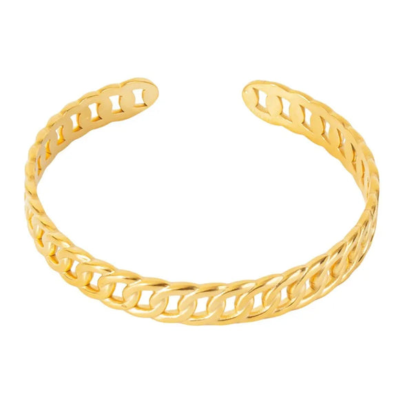 Simple Style Solid Color 304 Stainless Steel 18K Gold Plated Bangle In Bulk