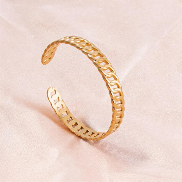 Simple Style Solid Color 304 Stainless Steel 18K Gold Plated Bangle In Bulk