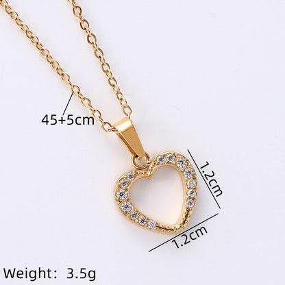 Simple Style Solid Color Stainless Steel Plating Inlay Zircon Gold Plated Pendant Necklace