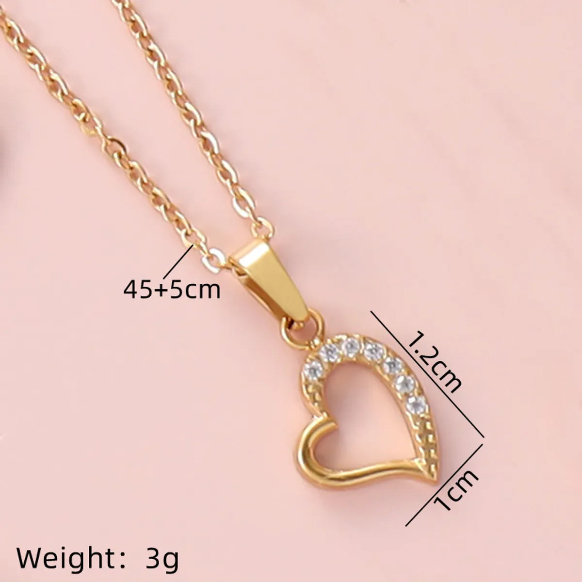 Simple Style Solid Color Stainless Steel Plating Inlay Zircon Gold Plated Pendant Necklace