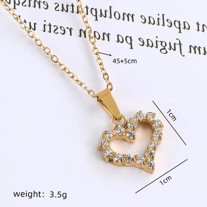 Simple Style Solid Color Stainless Steel Plating Inlay Zircon Gold Plated Pendant Necklace