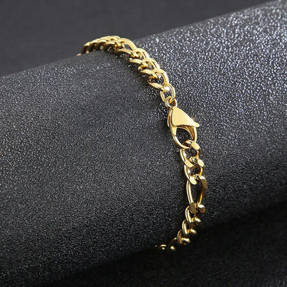 Simple Style Solid Color Stainless Steel Plating 18K Gold Plated Men'S Bracelets