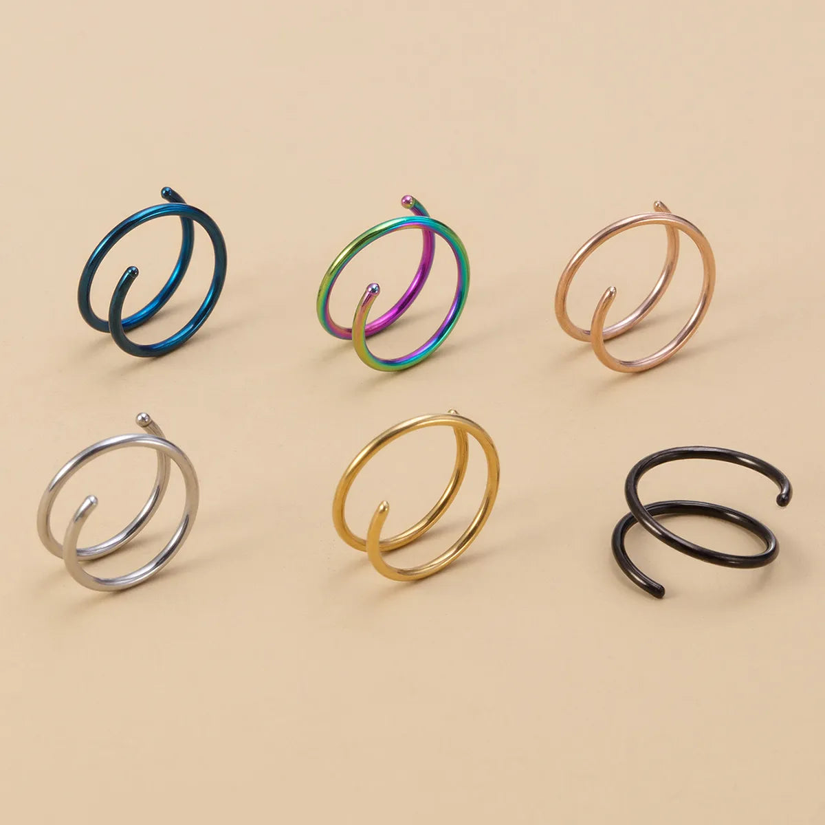 Simple Style Solid Color Stainless Steel Plating Nose Ring 1 Piece