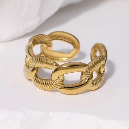 304 Stainless Steel 18K Gold Plated Simple Style Plating Solid Color Open Rings