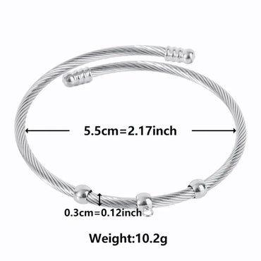 Simple Style Solid Color 304 Stainless Steel 18K Gold Plated Twisted Cable Bracele Bangle In Bulk