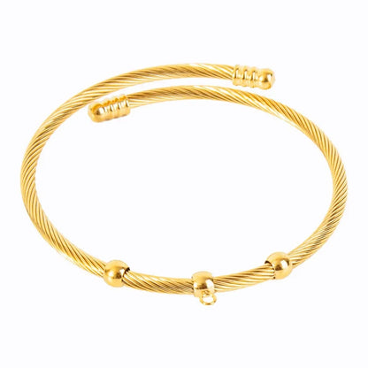 Simple Style Solid Color 304 Stainless Steel 18K Gold Plated Twisted Cable Bracele Bangle In Bulk