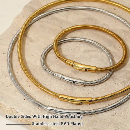 Simple Style Solid Color Stainless Steel Polishing Plating 14k Gold Plated White Gold Plated Gold Plated Bracelets Necklace