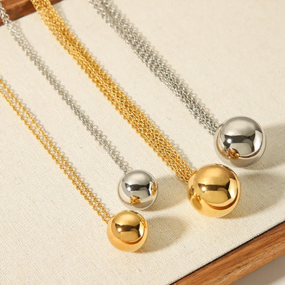 Simple Style Solid Color Stainless Steel Polishing Plating 18k Gold Plated Pendant Necklace