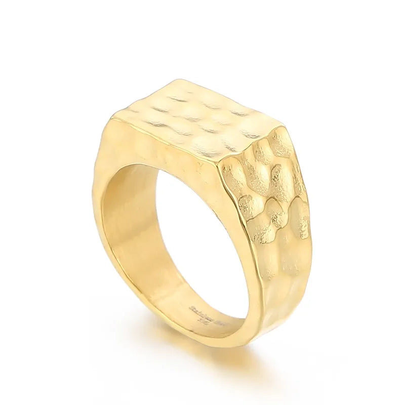 Simple Style Solid Color Stainless Steel Polishing 18K Gold Plated Unisex Rings