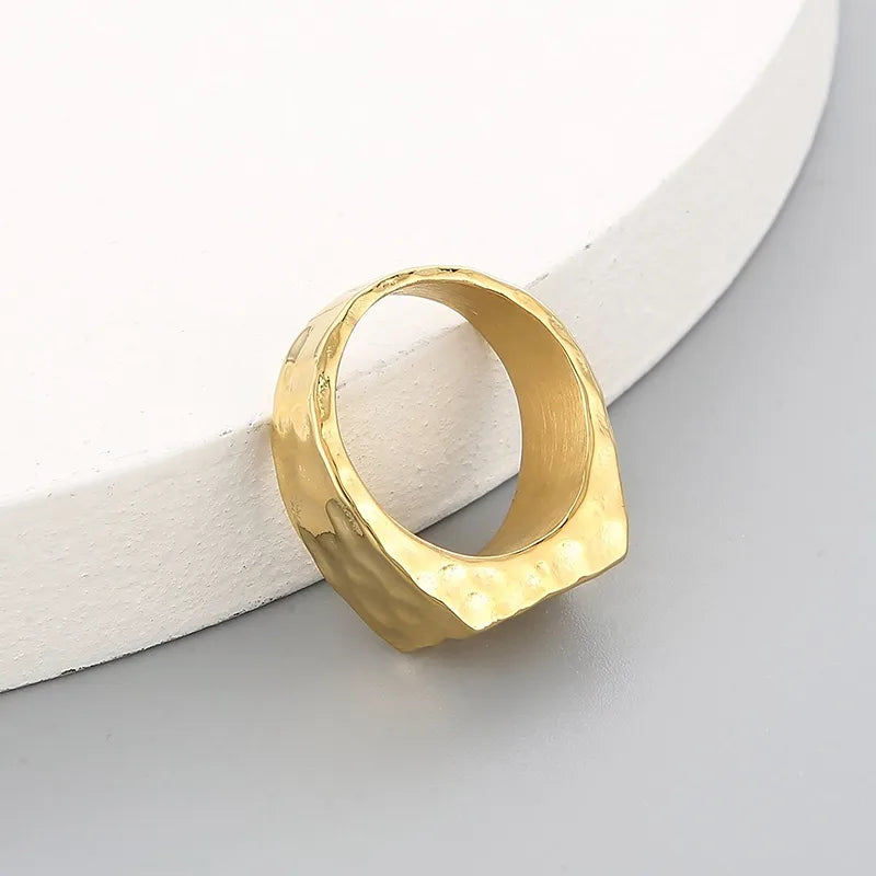 Simple Style Solid Color Stainless Steel Polishing 18K Gold Plated Unisex Rings