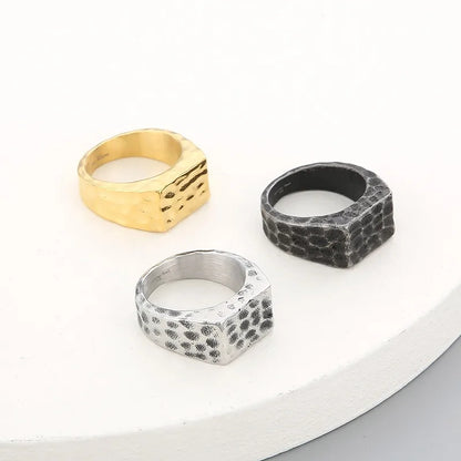 Simple Style Solid Color Stainless Steel Polishing 18K Gold Plated Unisex Rings