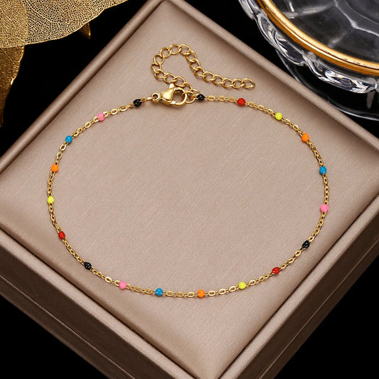 Simple Style Solid Color Stainless Steel Women's Anklet