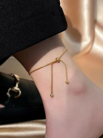 Simple Style Solid Color Stainless Steel Women's Anklet