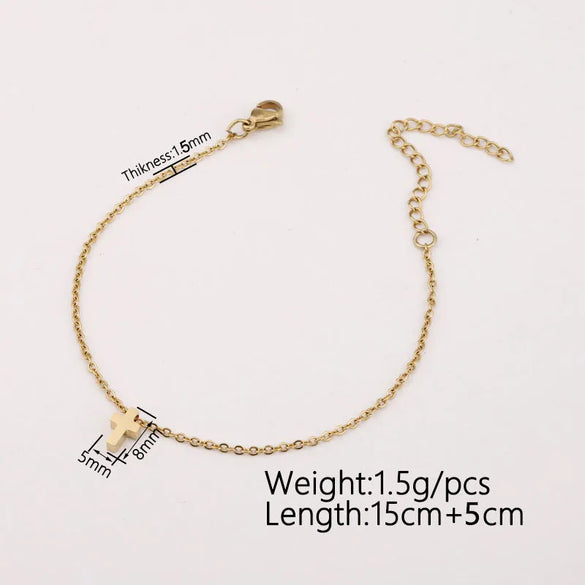 Wholesale Jewelry Simple Style Customization Laser Engraving Solid Color Stainless Steel 18K Gold Plated Rose Gold Plated Anklet
