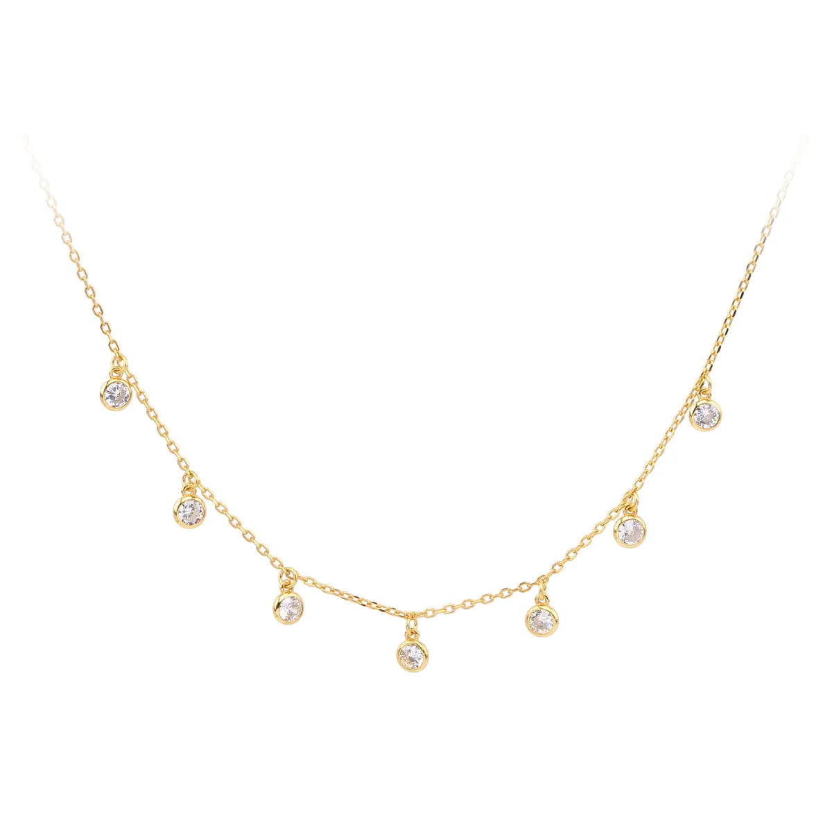 Simple Style Solid Color Sterling Silver 18k Gold Plated Zircon Necklace In Bulk