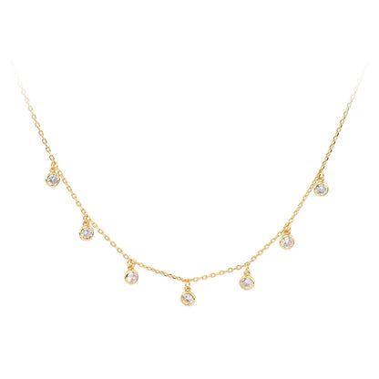 Simple Style Solid Color Sterling Silver 18k Gold Plated Zircon Necklace In Bulk