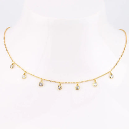 Simple Style Solid Color Sterling Silver 18k Gold Plated Zircon Necklace In Bulk