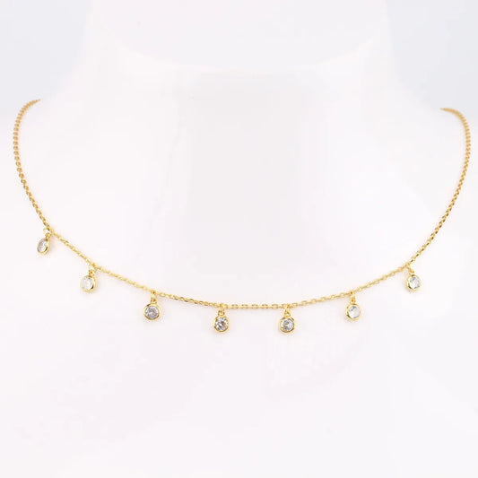 Simple Style Solid Color Sterling Silver 18k Gold Plated Zircon Necklace In Bulk