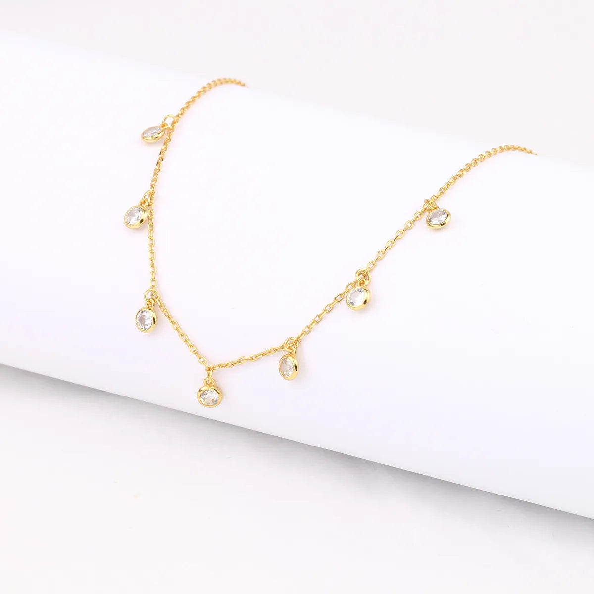 Simple Style Solid Color Sterling Silver 18k Gold Plated Zircon Necklace In Bulk