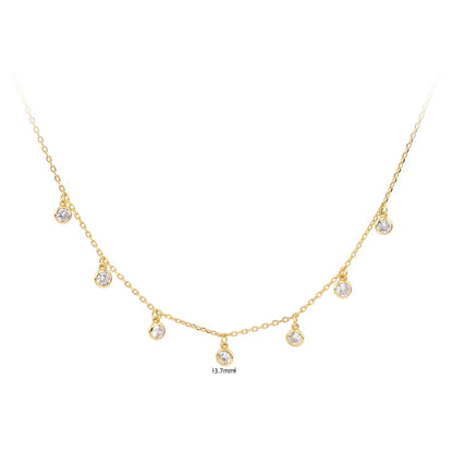 Simple Style Solid Color Sterling Silver 18k Gold Plated Zircon Necklace In Bulk