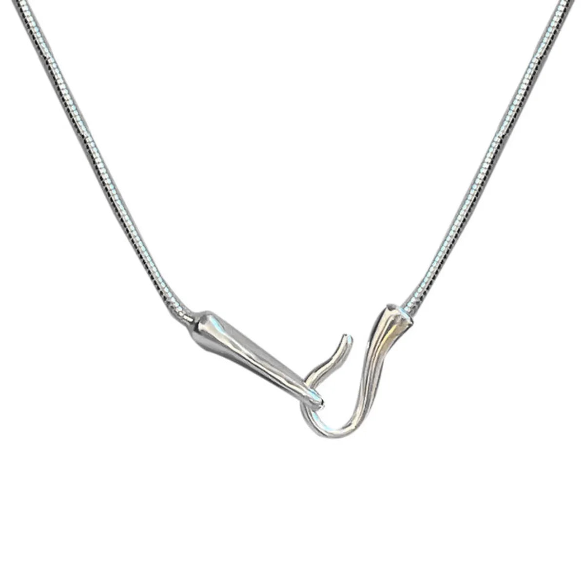 Simple Style Solid Color Sterling Silver Chain Necklace