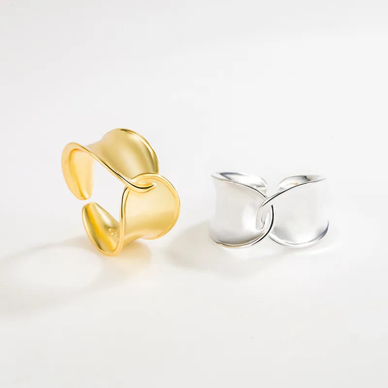 Simple Style Solid Color Sterling Silver Gold Plated Rings In Bulk