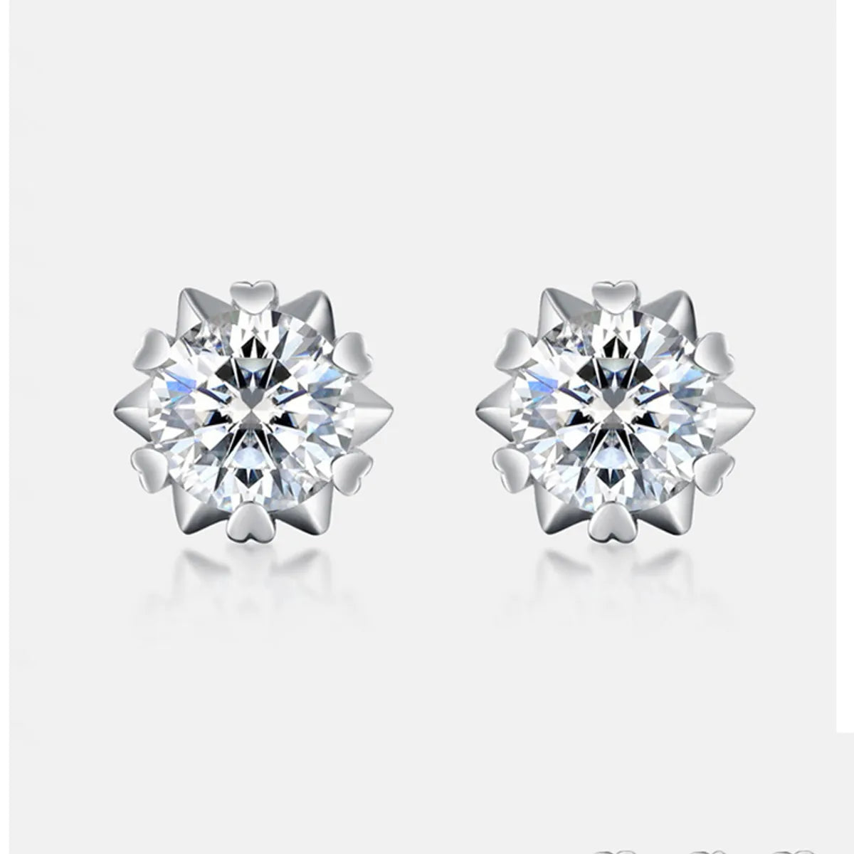 Simple Style Solid Color Sterling Silver Gra Plating Inlay Moissanite 18k Gold Plated Ear Studs