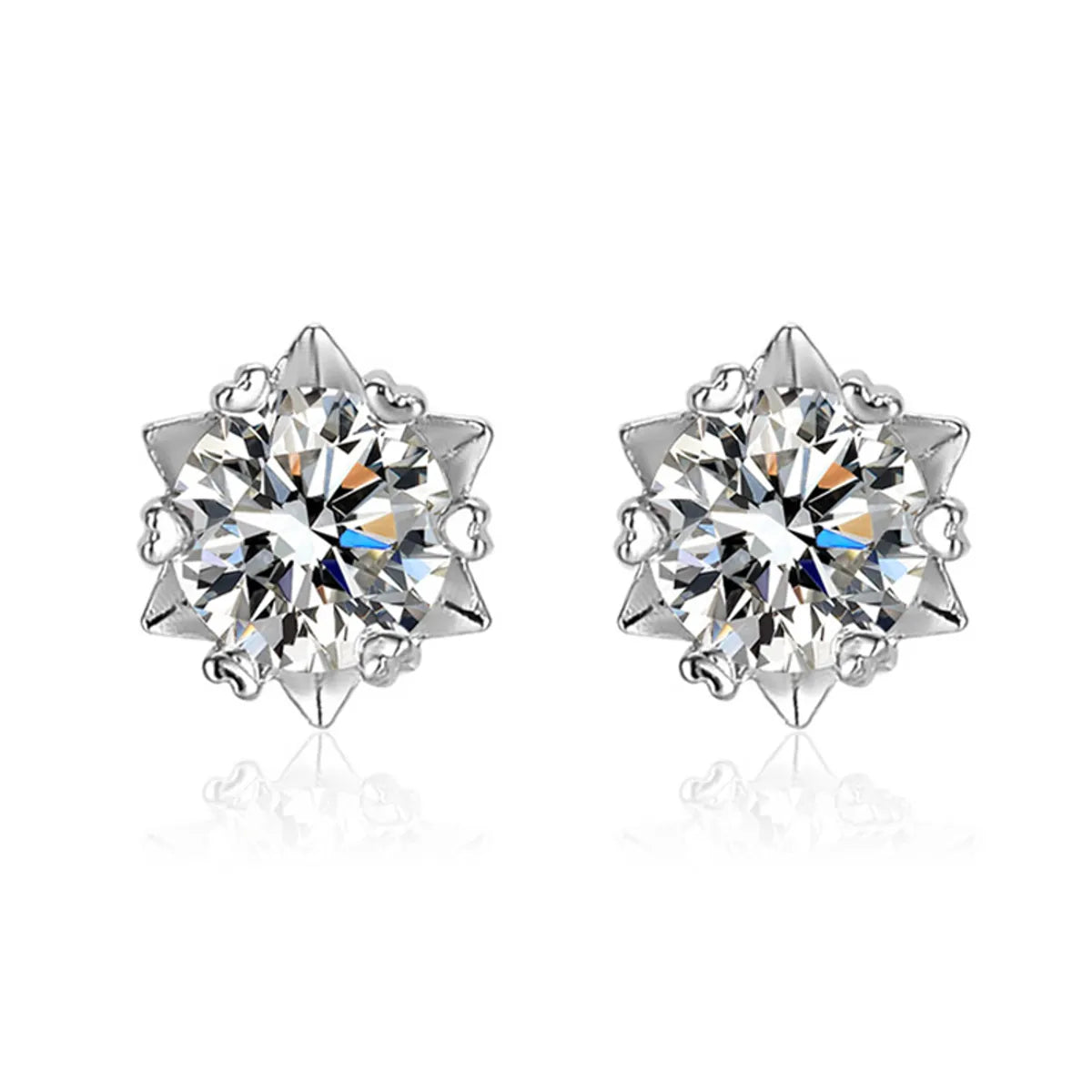 Simple Style Solid Color Sterling Silver Gra Plating Inlay Moissanite 18k Gold Plated Ear Studs