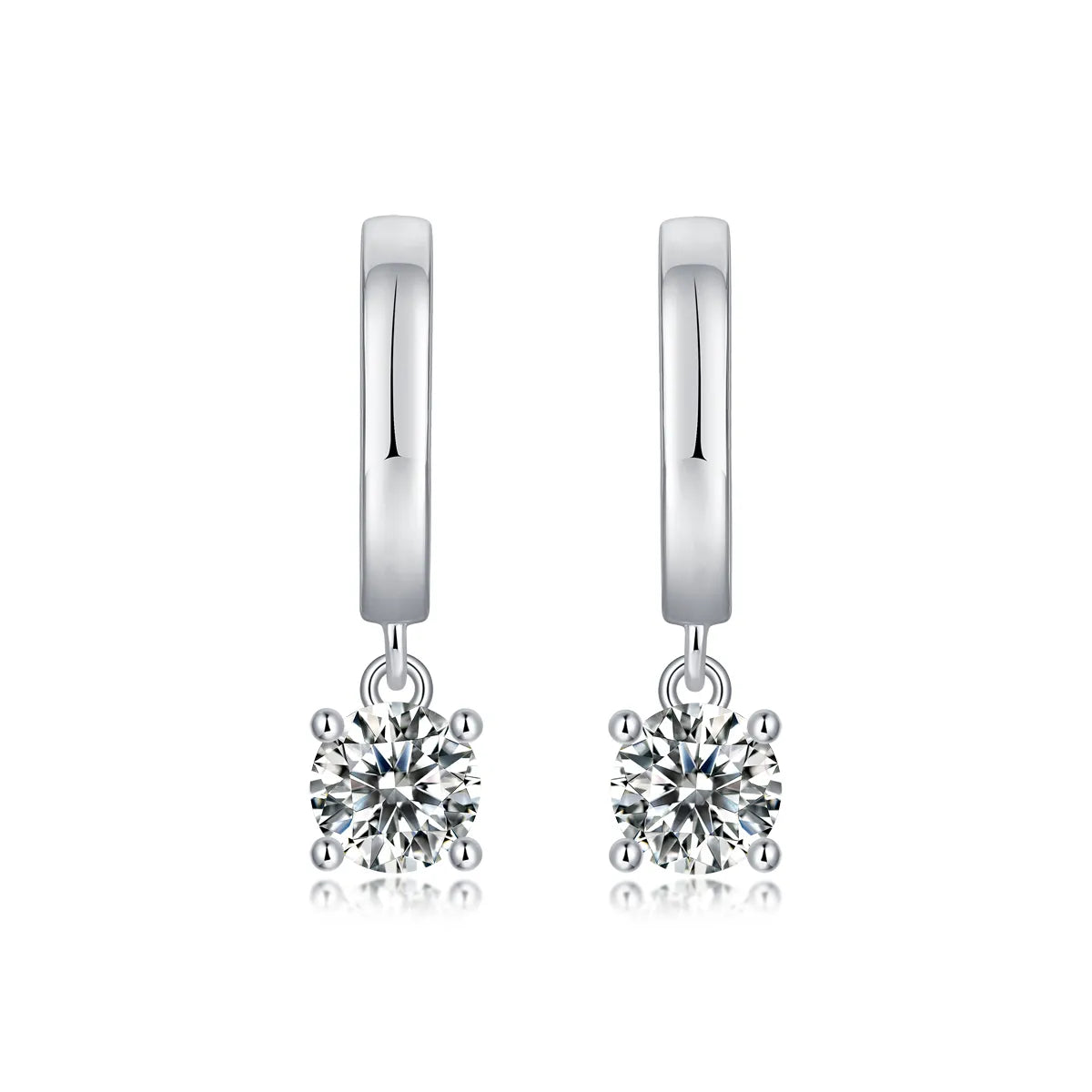 Simple Style Solid Color Sterling Silver Inlay Moissanite Drop Earrings