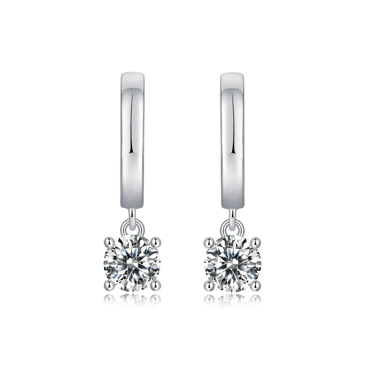 Simple Style Solid Color Sterling Silver Inlay Moissanite Drop Earrings