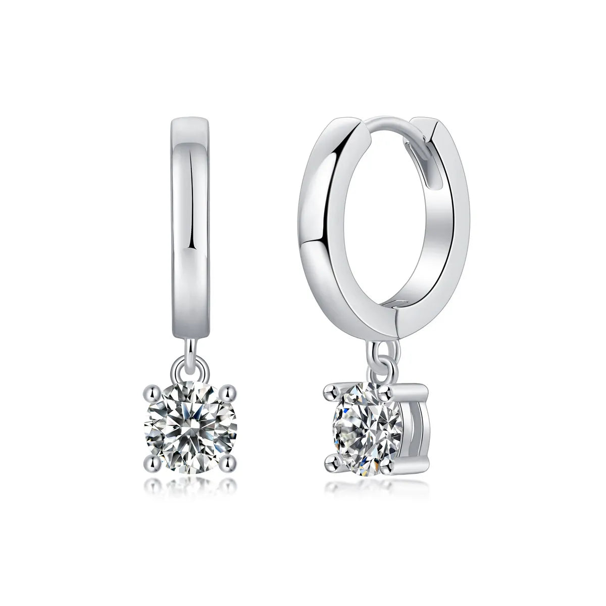 Simple Style Solid Color Sterling Silver Inlay Moissanite Drop Earrings