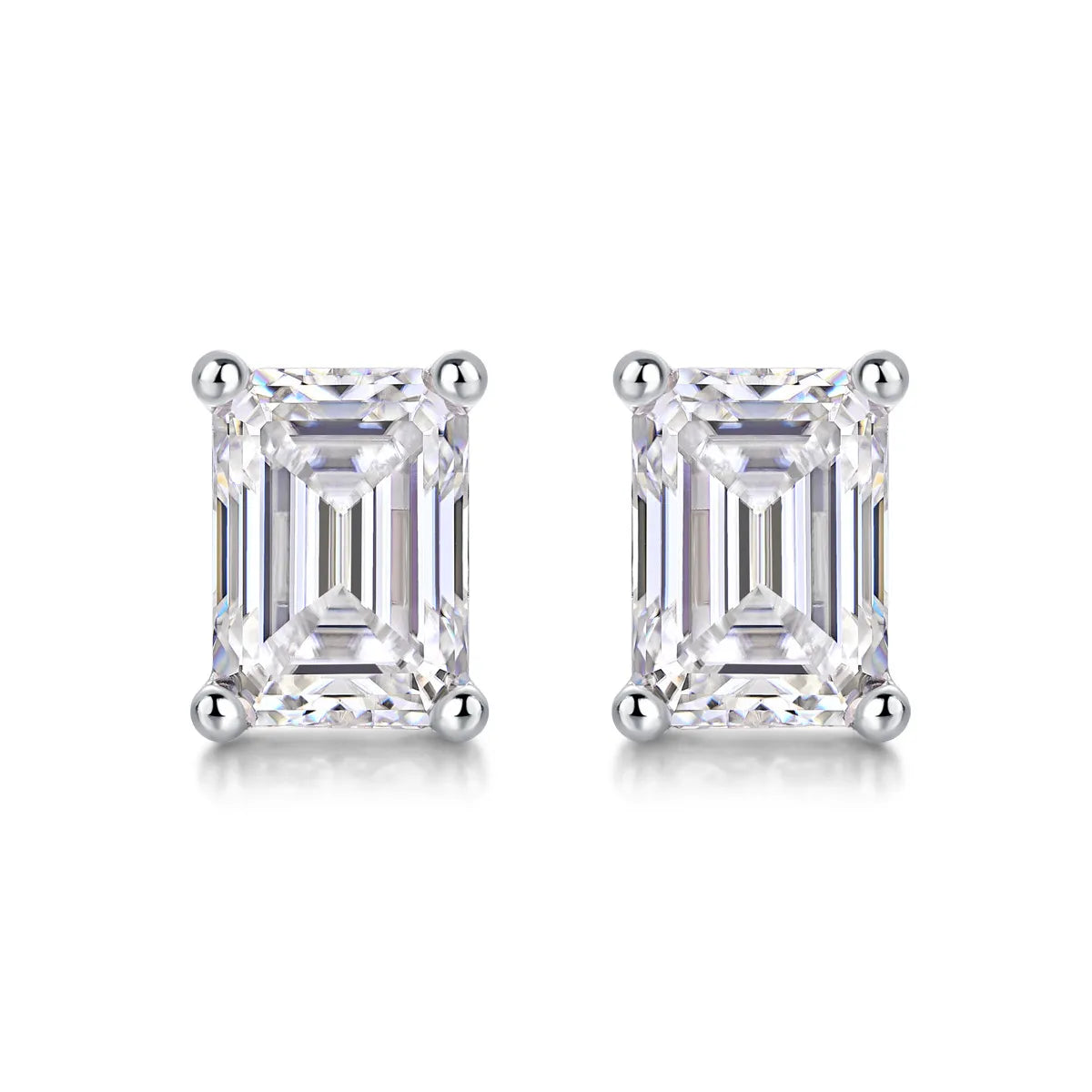 Simple Style Solid Color Sterling Silver Inlay Moissanite Ear Studs