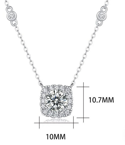 Simple Style Solid Color Sterling Silver Inlay Moissanite Pendant Necklace