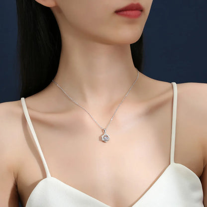 Simple Style Solid Color Sterling Silver Inlay Moissanite Zircon Pendant Necklace