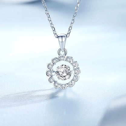 Simple Style Solid Color Sterling Silver Inlay Moissanite Zircon Pendant Necklace