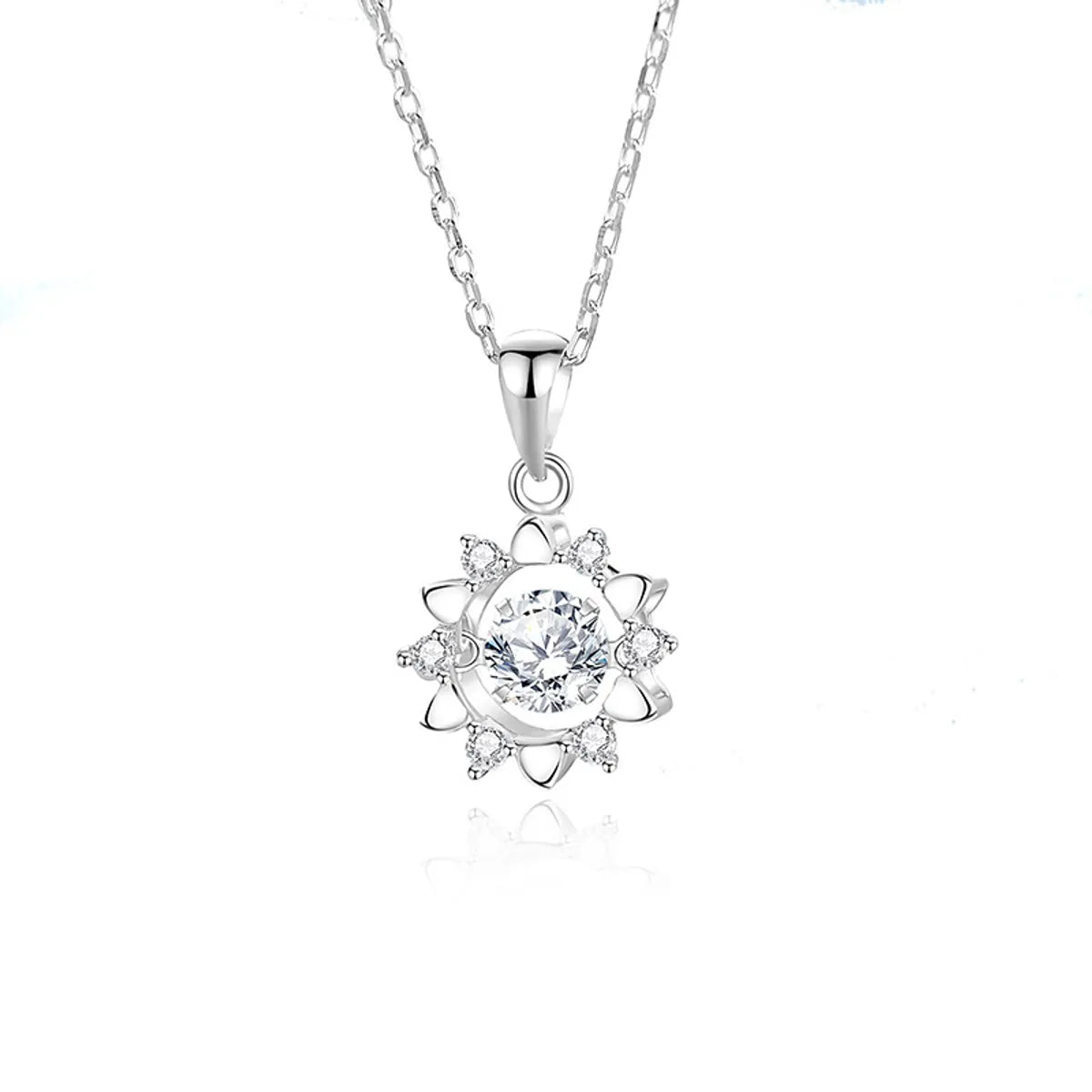 Simple Style Solid Color Sterling Silver Inlay Moissanite Zircon Pendant Necklace