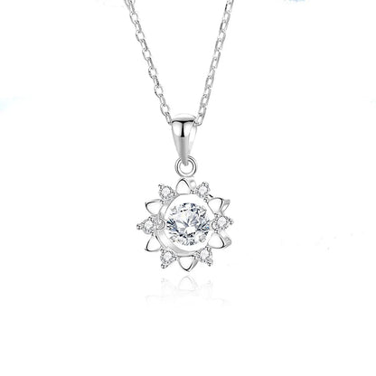 Simple Style Solid Color Sterling Silver Inlay Moissanite Zircon Pendant Necklace