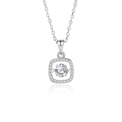 Simple Style Solid Color Sterling Silver Inlay Moissanite Zircon Pendant Necklace