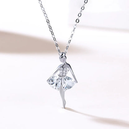 Simple Style Solid Color Sterling Silver Inlay Rhinestones Pendant Necklace