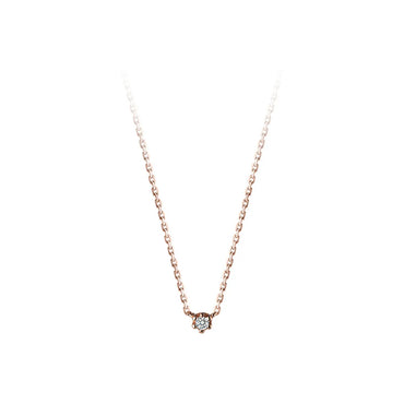 Simple Style Solid Color Sterling Silver Inlay Zircon Necklace