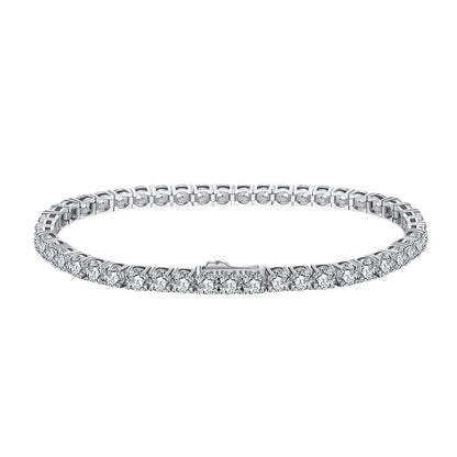 Simple Style Solid Color Sterling Silver Inlay Zircon Tennis Bracelet