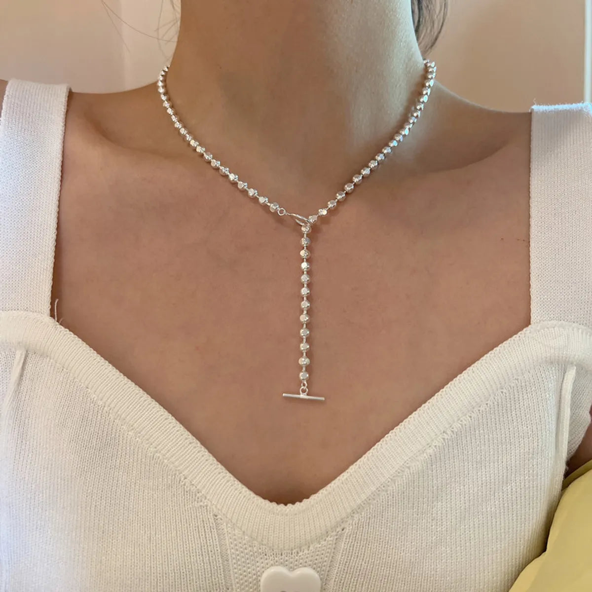 Simple Style Solid Color Sterling Silver Irregular Pearl Plating Necklace