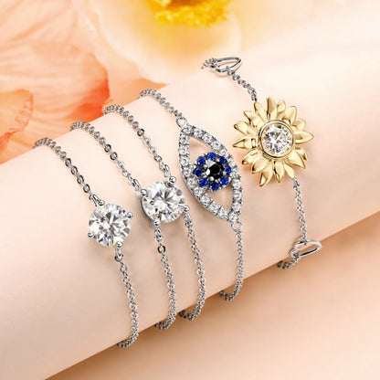 Simple Style Solid Color Sterling Silver Moissanite Bracelets In Bulk